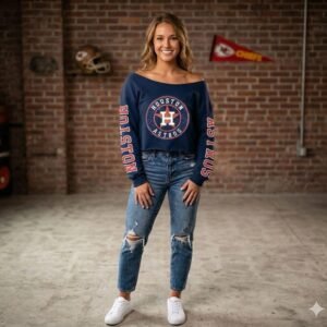 Blue Houston Texans Swoop Neck Sweatshirt
